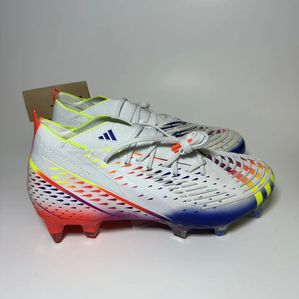 Adidas Predator Edge.1 SG White Blue Soccer Cleats Men's 5.5 Women's 6.5